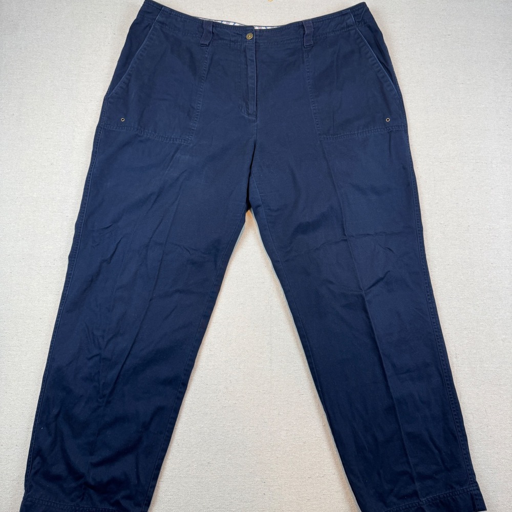 Lauren Ralph Lauren 18W Pants Womens Navy Blue Straight Leg Cotton Classic